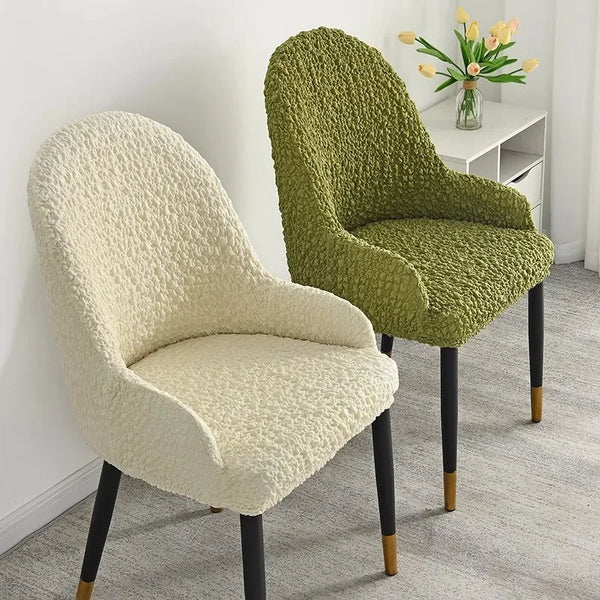 Chair Covers with Armrest Cream Wrinkled Fabric Stool Cover Elastic Household Dining Chair Universal Backrest All in One