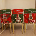 Christmas Chair Cover Cute Santa Clause Deer Snowman Chair Back Cover Holiday Home Decor