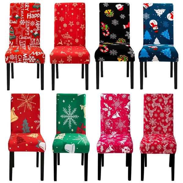 Christmas Dining Chair Covers Stretch Chair Seat Slipcover for Kitchen Restaurant Banquet Hotel Office Anti-dirty Removable Party