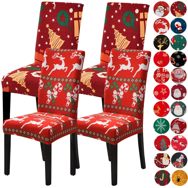 Christmas Dining Chair Cover Stretch Seat Slipcover Chair Covers for Living Room Kitchen Office Hotel Banquet Ceremony Party