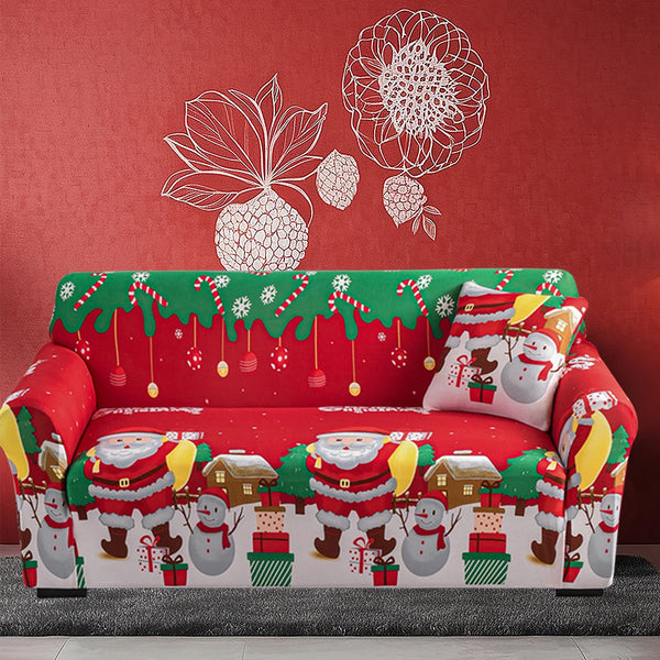 Christmas Sofa Covers Christmas Decoration for Home 2024 Christmas Snowman Couch Cover Set Navidad Natal Noel New Year Decor 2025