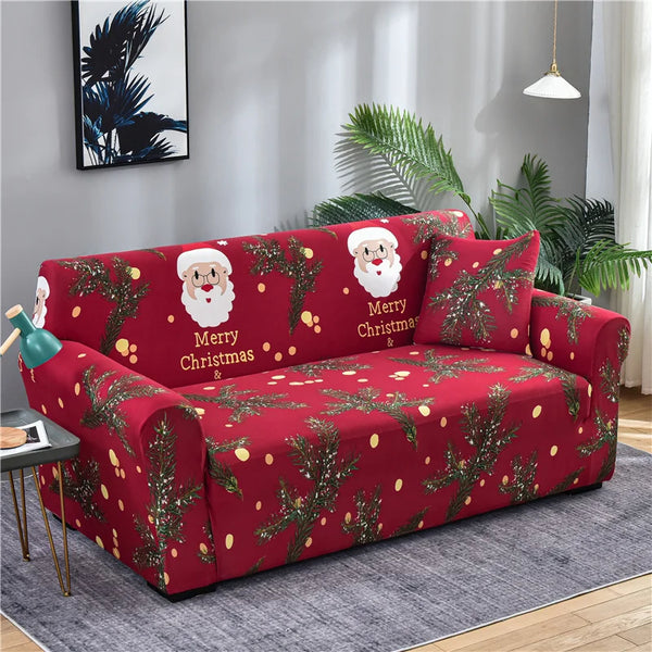 Christmas Sofa Cover Elastic New Year Sofa Cover Living Room Decora Couch Cover Family Furniture Protective Cover 1/2/3/4 Seat