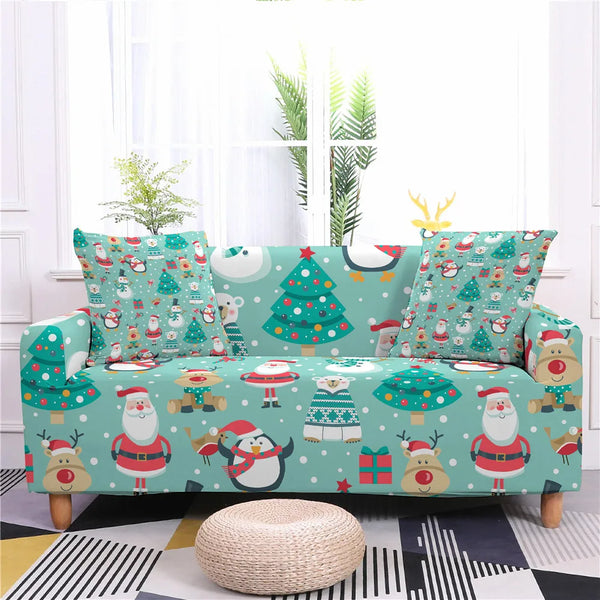 Christmas Sofa Covers for Living Room Sectional Armchair Stretch Couch Cover Slipcover 1/2/3/4 Seater Sofas Cover