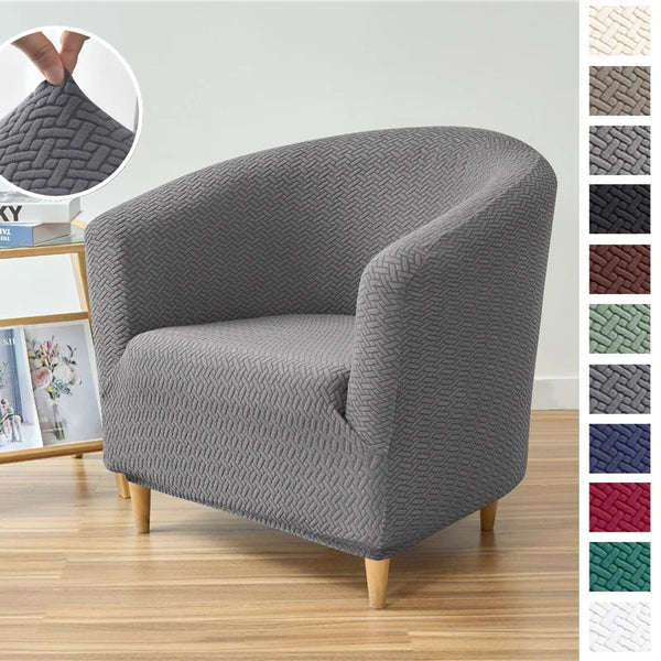 Club Chair Covers Stretch Tub Chair Slipcover Solid Color Sofa Covers Jacquard Chair Covers for Study Bar Counter Living Room
