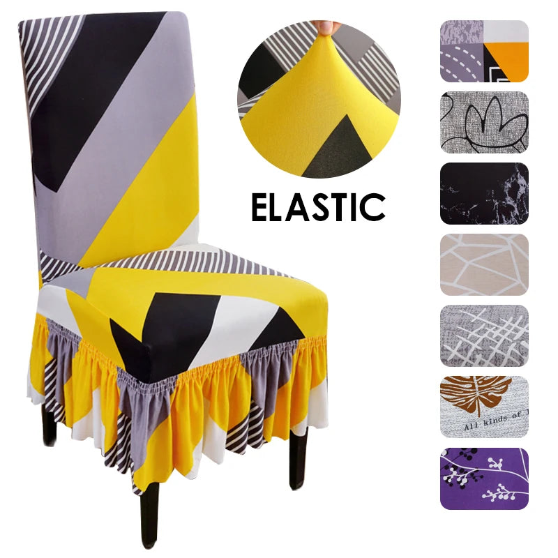 Dining Chair Slipcover Stretch Chair Cover for Dining Room Washable Kitchen Chair Covers with Skirt for Home Party