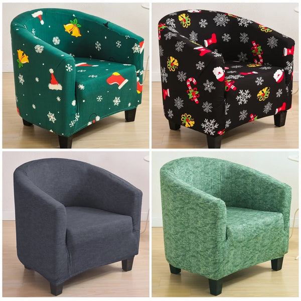 Elastic Club Christmas Chair Cover Bath Tub Armchair Covers Bar Counter Single Sofa Protector Dust-proof Furniture Slipcover