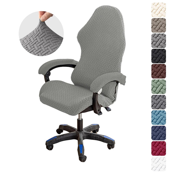 Elastic Gaming Chair Cover Jacquard Computer Office Chair Covers Soild Color Spandex Chair Protector with Armrest Cover