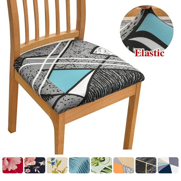 Elastic Plain Printed Chair Seat Cushion Cover for Chair Slipcover for Dining Room Kitchen Chair Protector Removable