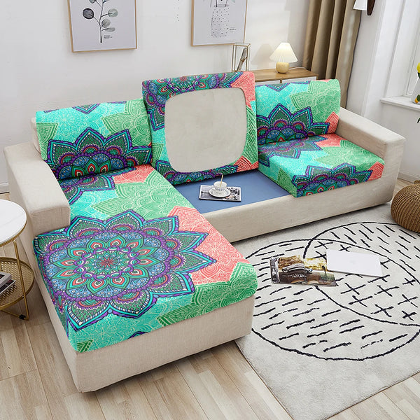 Mandala Print Couch Seater Slipcover  Elastic Sofa Seat Cushion Covers Sofa Cushion Cover