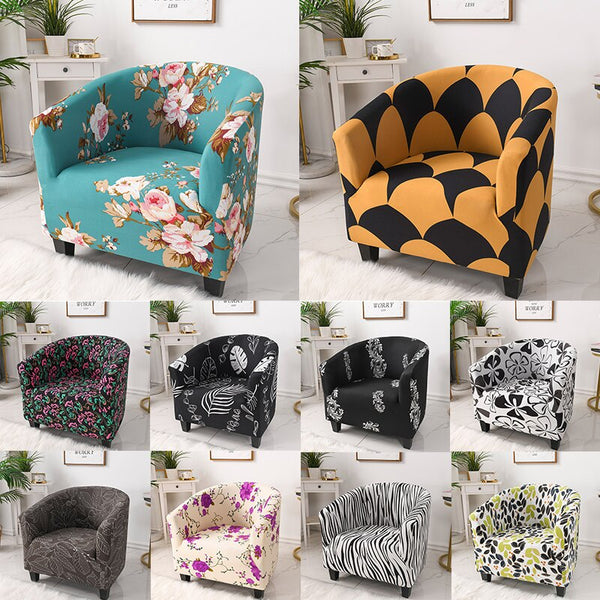 European Style Printed Club Chair Slipcover Stretch Armchair Covers Tub Chair Cover Sofa Protector Washable Couch Covers for Home