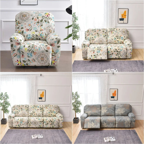Floral Recliner Sofa Covers Elastic Reclining Chair Cover Lazy Boy Armchair Protector Slipcover 1 2 3 Seat