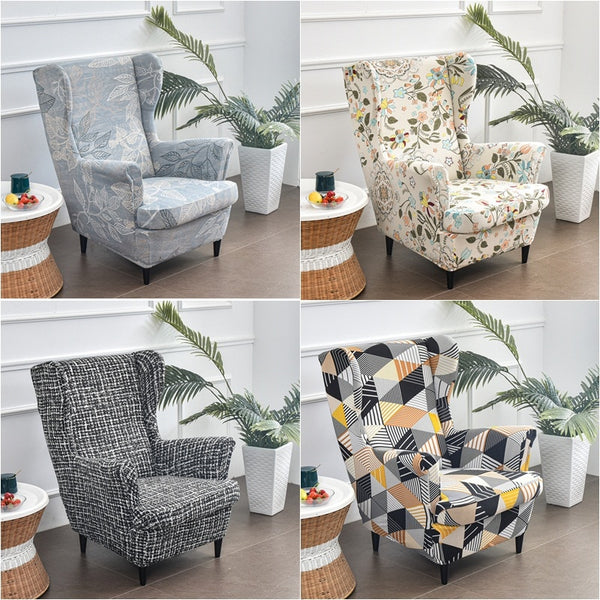 Floral Wing Chair Cover Sloping King Back Armchair Covers Elastic Armchair Slipcover Wingback Sofa Back Chair Cover Slipcovers