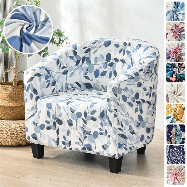 Flower Print Tub Chair Cover for Living Room Spandex Club Armchair Slipcovers Elastic Single Sofa Covers