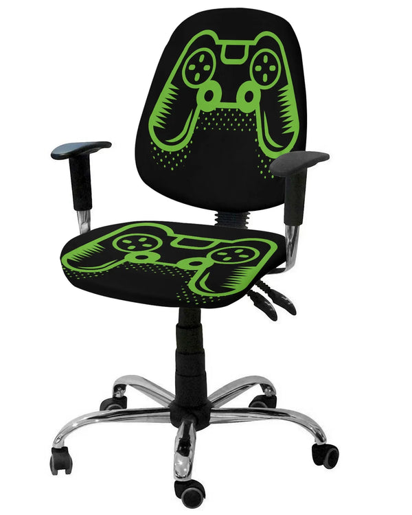 Game Art Handle Decoration Green Elastic Armchair Computer Office Chair Cover Removable Office Slipcover Split Seat Covers