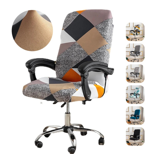 Geometric Office Chair Covers Prints Elastic Spandex Rotating Gaming Chair Slipcovers Stretch Computer Study Desk Chair Seat Case