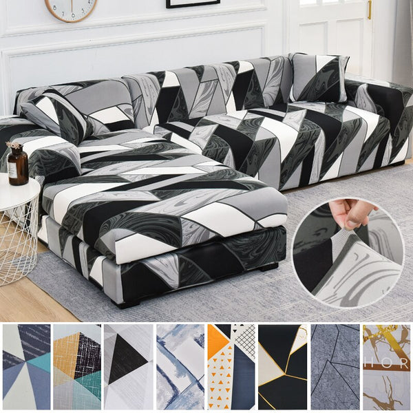 Geometry L Shaped Sofa Cover Elastic Sofa Cover for Living Room Modern Sectional Corner Sofa Slipcover Armchair Couch Cover 1/2/3/4-seat