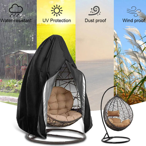 Hanging Egg Chair Cover with Zipper Anti UV Sun Protector Outdoor Garden Swing Egg Chair Waterproof Rattan Seat Furniture Cover