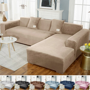 Velvet Sofa Cover L-Shaped
