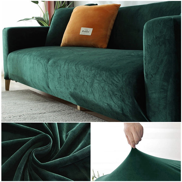 1/2/3/4 Seat Real Velvet Fabric Sofa Cover Elastic Couch Cover