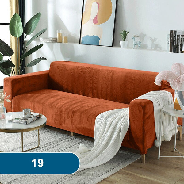 Velvet Orange Color Sofa Covers Orange Sofa Cover Home Furniture Protector Case Adjustable Orange Sofa Slipcover For 1/2/3/4 Seat