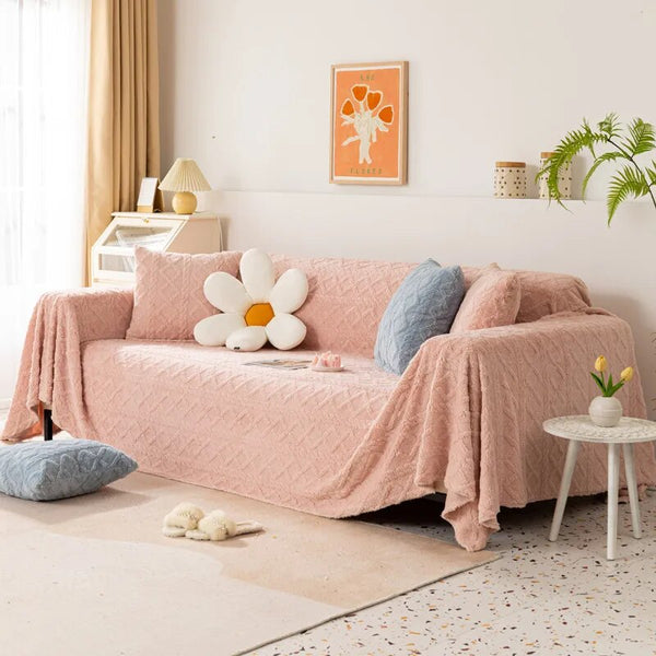 Pink INS Super Soft Sofa Throw Covers Blankets Wool Fleece Couch Towel Cats Scratches Taffeta Velvet Plush Pink Sofa Cover