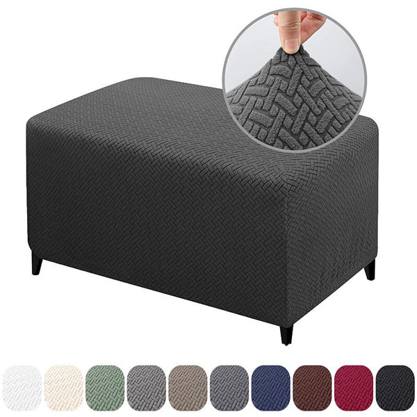 Jacauard Ottoman Chair Cover Elastic Footstool Slipcover All-inclusive Rectangle Footrest Cover Foot Stool Protector Living Room