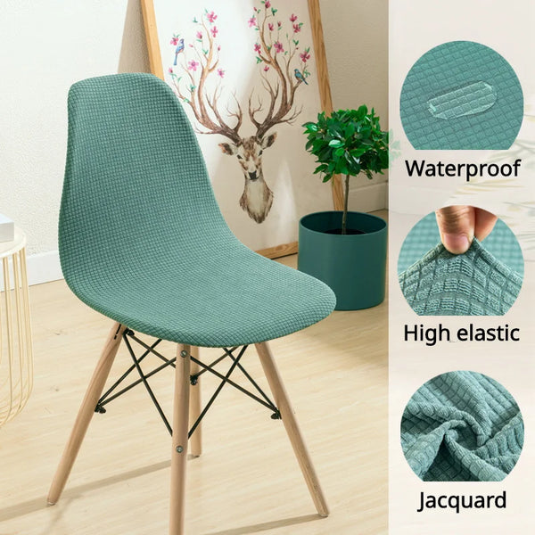 Jacquar Waterproof Shell Chair Cover Short Back Chair Covers Printed Dining Seat Covers for Home Bar Hotel Party Banquet