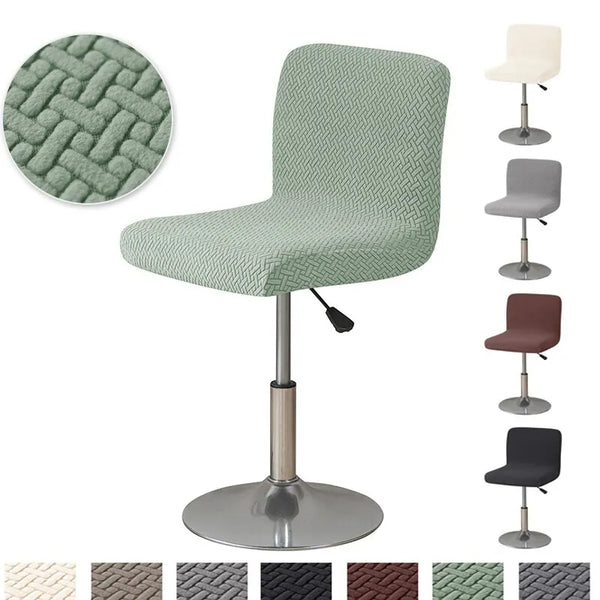 Jacquard Bar Chair Cover Short Back Bar Stool Seat Covers Slipcovers Hotel Banquet Dining Small Size Chair Case Solid Color