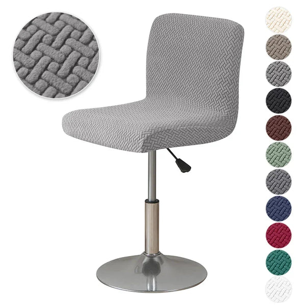 Jacquard Fabric Bar Chair Cover Stretch Dining Room Seat Covers Washable Short Back Covers Chairs