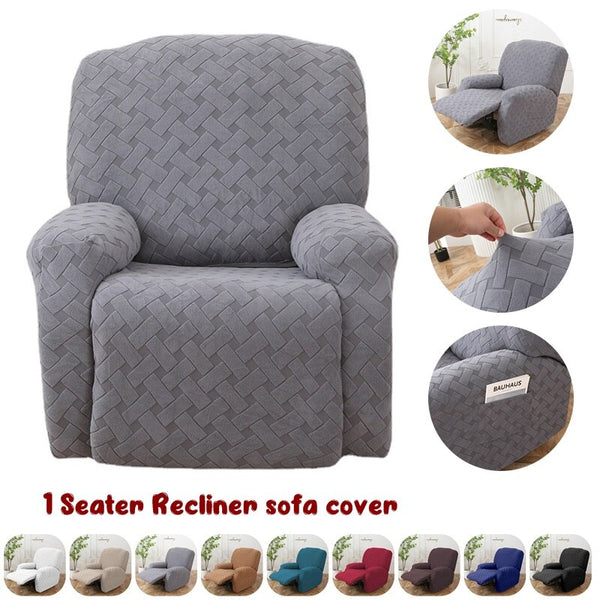 Jacquard Recliner Chair Cover Plaid Elastic Relax Armchair Couch Slipcover Non-Slip Spandex Furniture Protector for Living Room