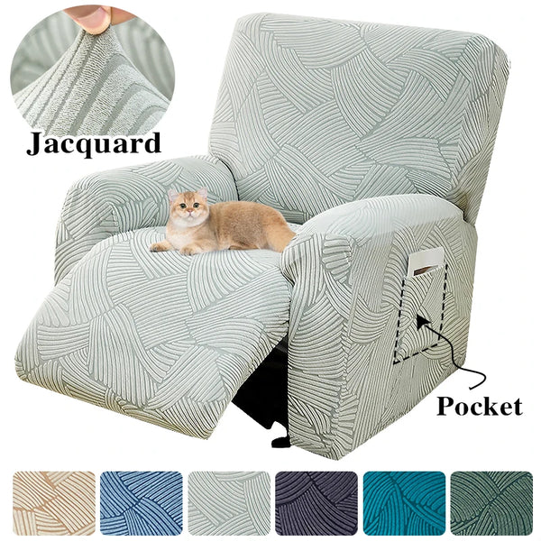 Jacquard Recliner Chair Cover 1 Seater Stretch Lazy Boy Relax Armchair Cover Non-Slip Sofa Covers for Living Room Washable