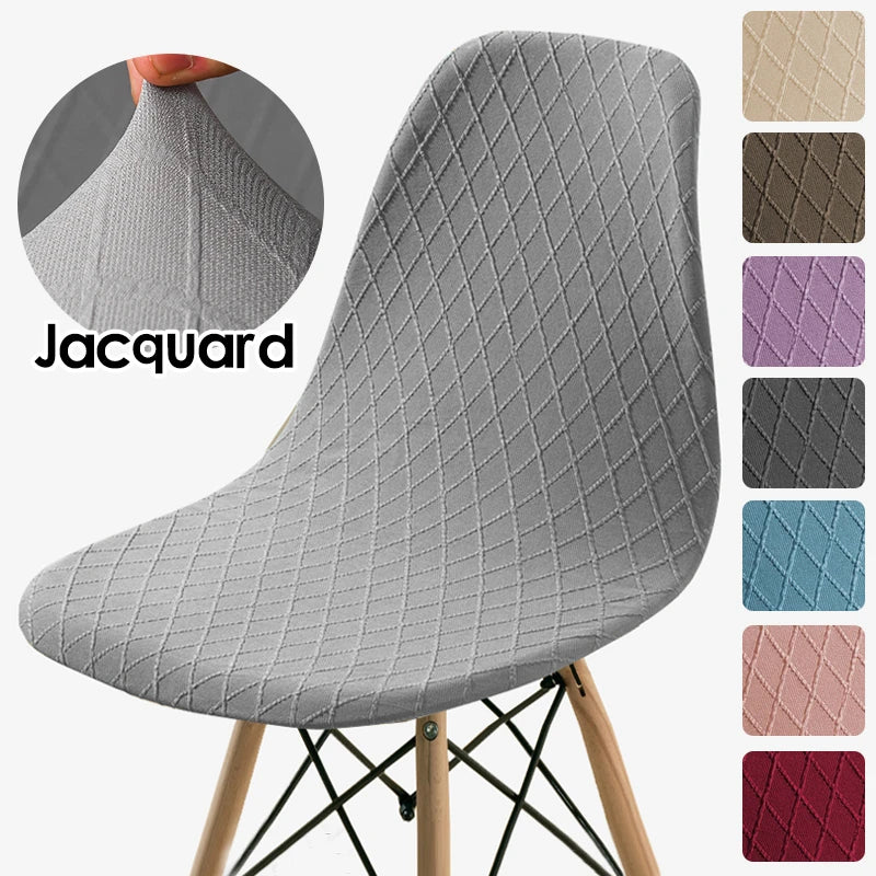 Jacquard Shell Chair Covers Stretch Elastic Chair Protector Solid Color Dining Chair Seat Cover for Bar Hotel Party Banquet
