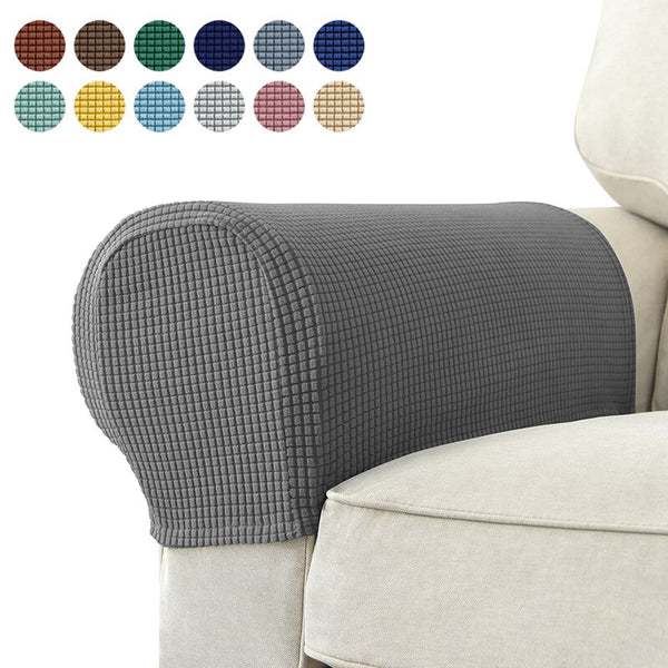 Jacquard Sofa Armrest Cover for Living Room Stretch Solid Color Seat Arm Protector Armchair Covers Couch Case Removable 2 Pieces
