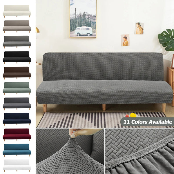 Jacquard Sofa Bed Covers High-quality Polar Fleece Fabric Armless Sofa Bed Cover Without Armrest For Living Room Stretch Folding