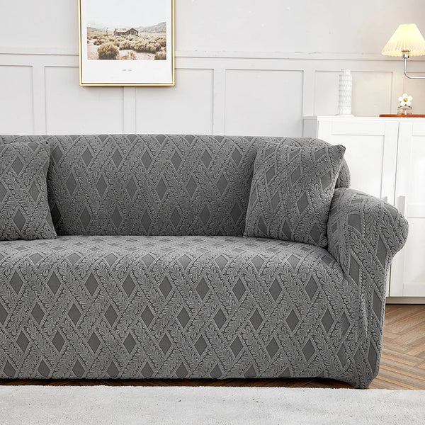 Jacquard Sofa Cover for Living Room Stretch Cross Pattern Couch Cover Sectional Sofa Slipcover