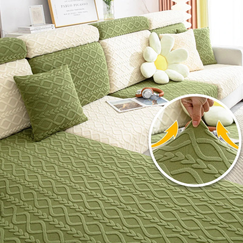 Jacquard Velvet Sofa Covers Seat Cushion Covers For Living Room Solid Color Sofa Cover Stretch Furniture Protector For Pets Kids