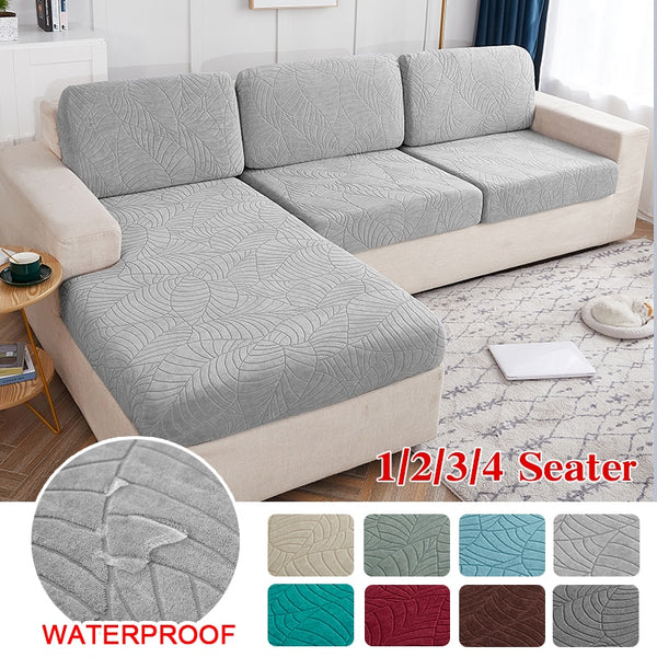 Jacquard Water Resistant Seat Cushion Cover Elastic Grey Sofa Cover for Living Room Couch Protector for Pets Kids Removable