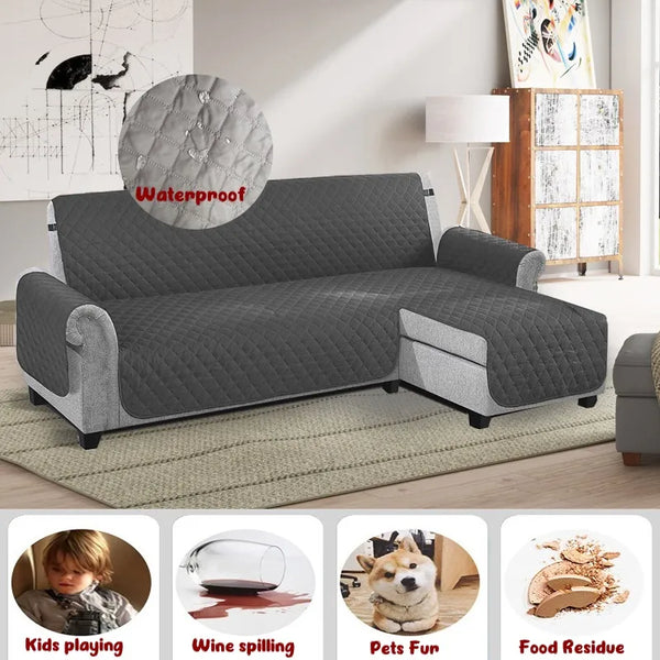 L Shape Sofa Cover Anti-slip 2Sides Using Corner Sofa Slipcover Solid Corner Water Repellent Couch Mat Cat Dog Kids Furniture Protector