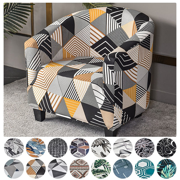 Stretch Armchair Printed Tub Chair Cover Club Chair Slipcover Sofa Cover Spandex Couch Cover For Bar Counter Living Room