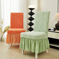 Leaves Jacquard Dining Chair Cover Elastic Wedding Chairs Slipcovers with Skirt Universal Removable Seat Covers Furniture Protector