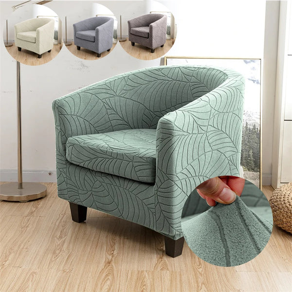 Leaves Tub Chair Covers Stretch Armchair Cover Club Jacquard Chair Covers With Single Seat Cushion Cover