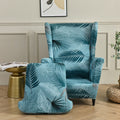 Printed Wingback Chair Slipcover 2 Pieces Stretch Wing Chair Covers Removable Sofa Slipcovers With Seat Cushion Cover