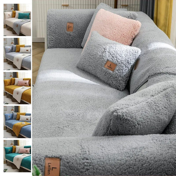 Modern Sofa Cover For Living Room Winter Lamb Wool Sofa Slipcovers Sofa Covers Towel Thicken Plush Soft Anti-slip Couch Cover