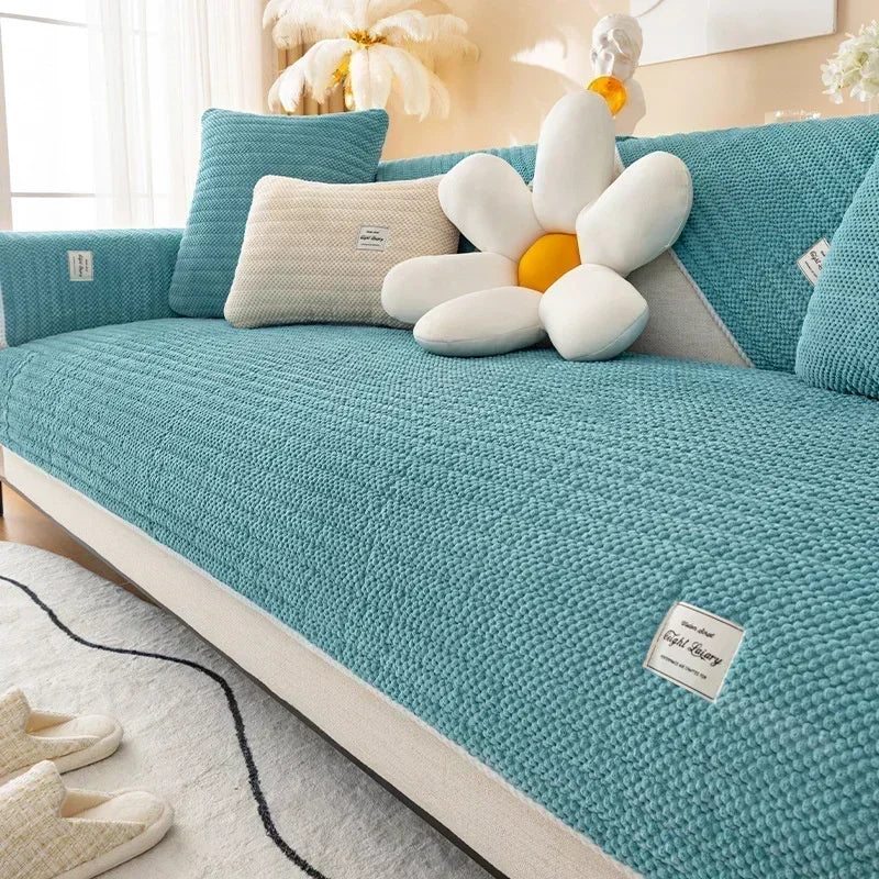 Sofa Cushion Mat Thicken Plush Soft Sofa Throw Cover for Living