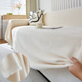 New Woven Solid Color Thickened Chenille Sofa Throws Cover All-Season Reversible Sofa Protector Blanket with Cushion Cover