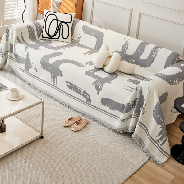 Grey Sofa Throws Soft Chenille Sofa Throw Covers Blanket Anti-Wrinkle Non-Slip Couch Cover Extra Large Sofa Throws