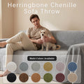 Chenille Herringbone Sofa Cover Minimalist Style Soft Throw Blanket for Couch Living Room Furniture Protector