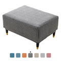 Thicken Velvet Ottoman Cover Elastic Jacquard Footstool Cover Sofa Footrest All-inclusive Square Low Stool Cover Furniture Protector