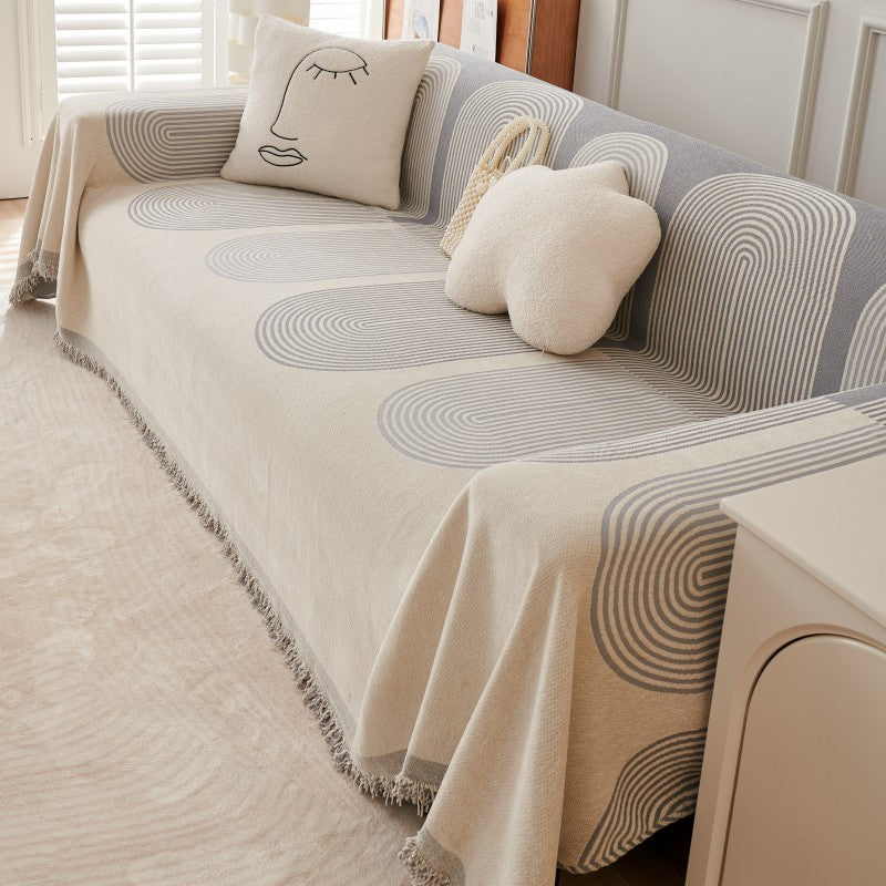 Soft Chenille 3-in-1 Reversible Sofa Protector Throws Blanket Anti-Wrinkle Non-Slip Grip & Cat-Resistant Hypoallergenic Cover