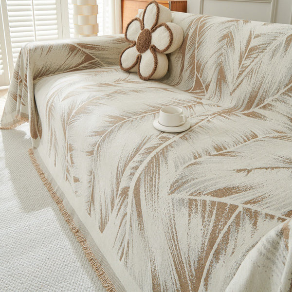 Retro Maillard Chenille Sofa Cover Throws All-Season Full-Coverage One-Piece Cushion & Sofa Protector Blanket Set